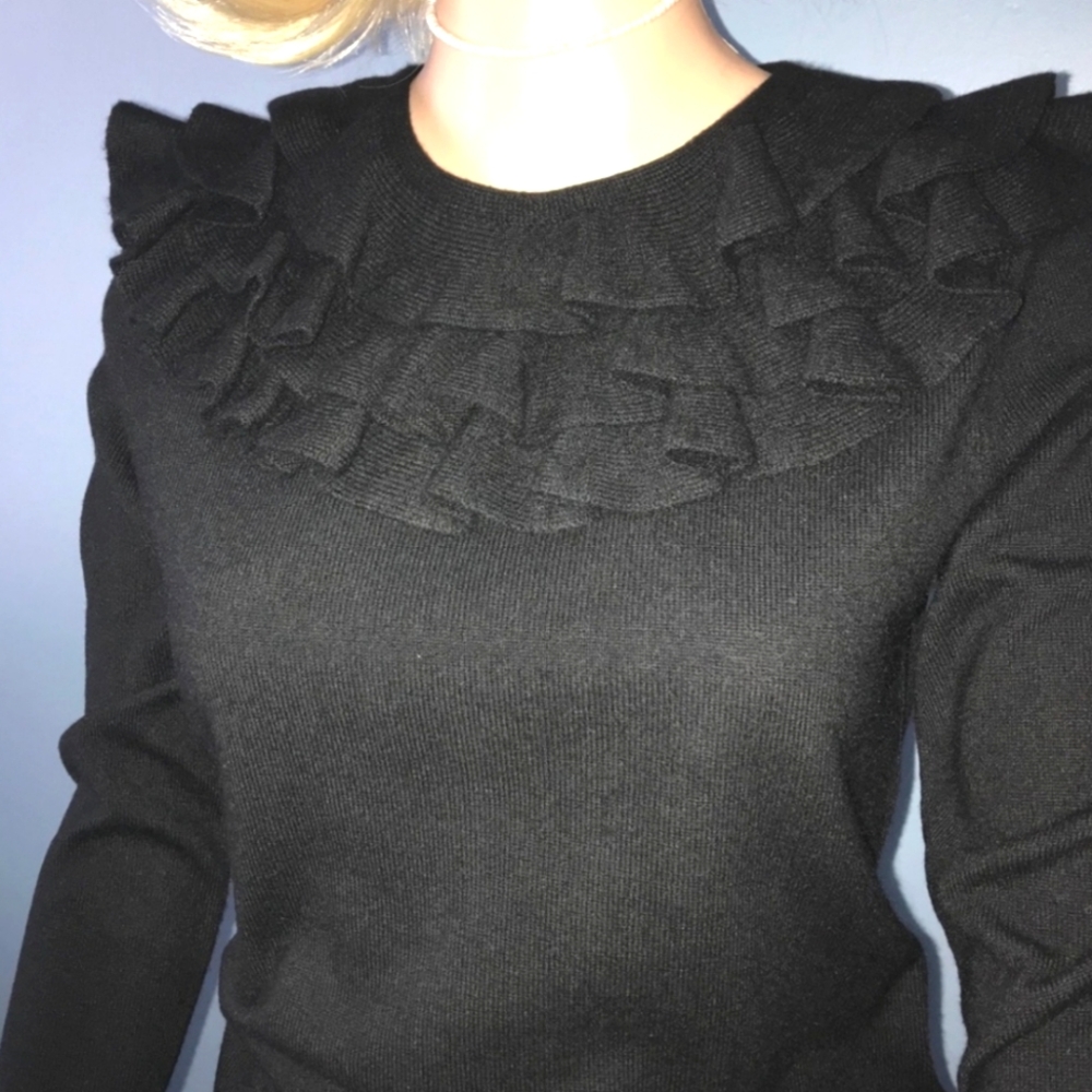 RL BLUE LABEL Elegant Ruffles Cashmere Sweater